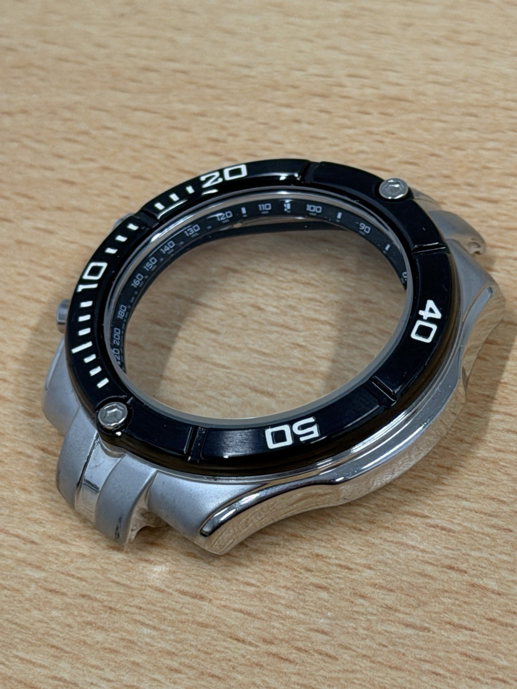 Seiko Chronograph Watch Case - Tachymeter Black Bezel - New Old Stock - 42mm