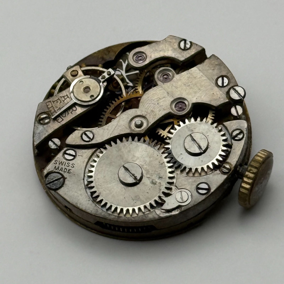 Unidentified Watch Movement Running Swiss Made Manual Wind Parts Repair 23.6mm