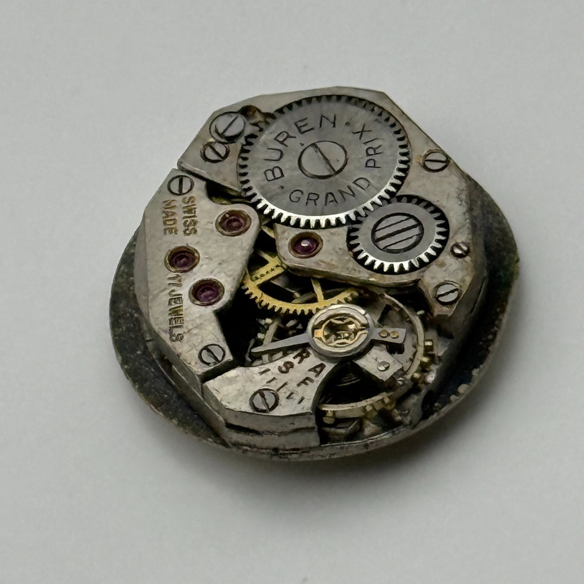 Buren 350 Watch Movement Grand Prix Swiss 17 Jewels Manual Wind Parts  15.2mm