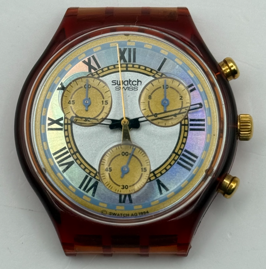 Vintage Swatch Chrono Watch SCF100 Romain 1994 ETA Quartz Swiss 40mm Parts