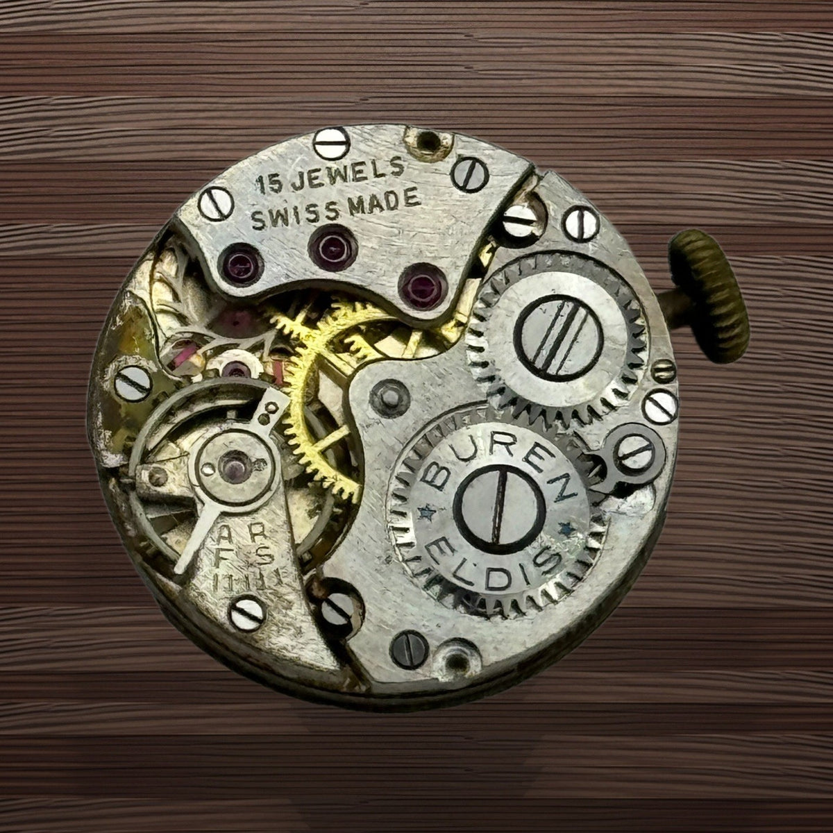 Buren Eldis Watch Movement - 15 Jewels - For Parts / Repair - 19.7mm