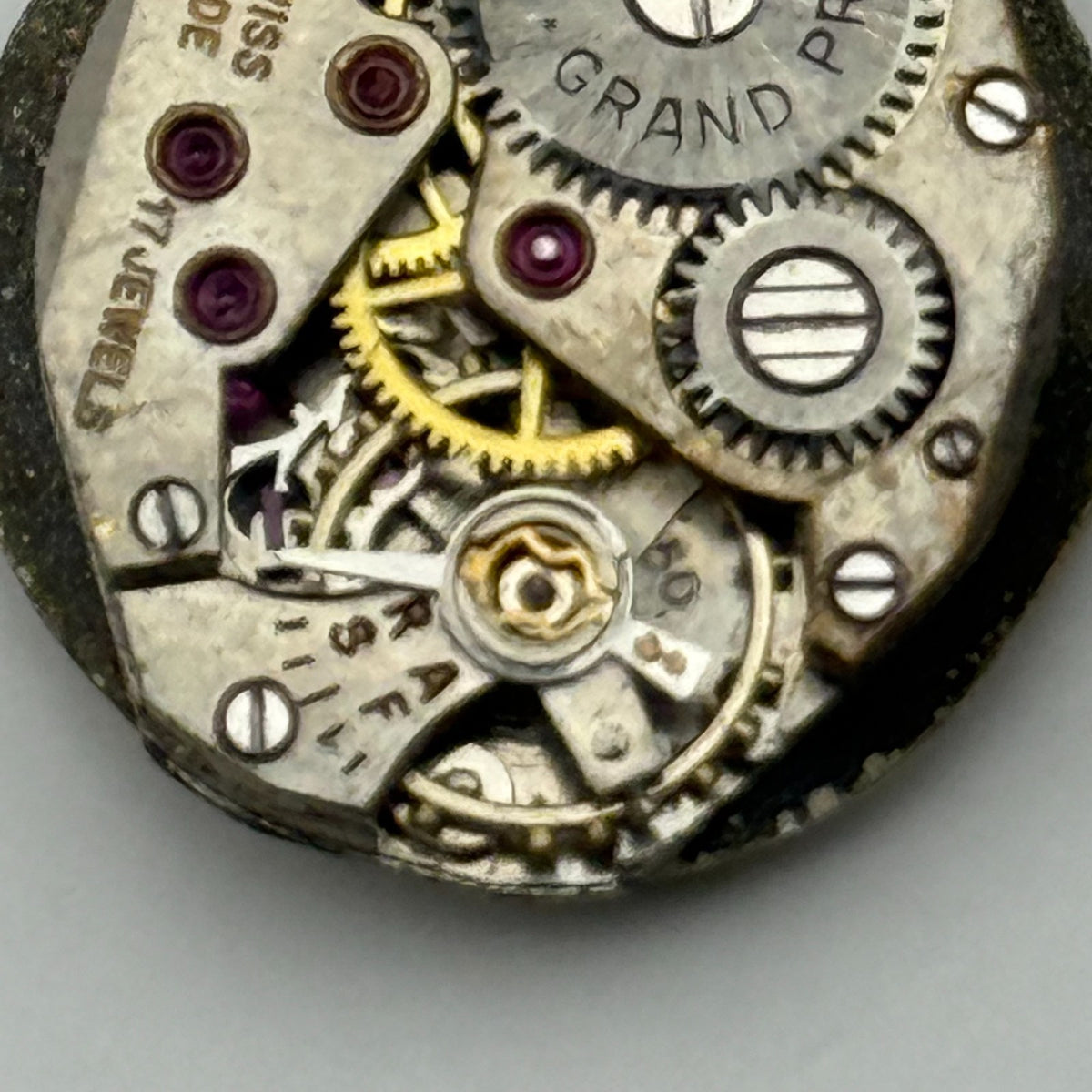 Buren 350 Watch Movement Grand Prix Swiss 17 Jewels Manual Wind Parts  15.2mm
