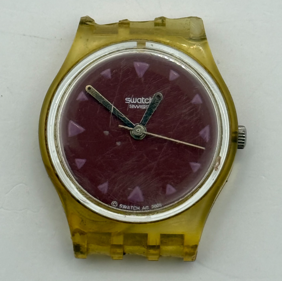 Vintage Swatch Vida Watch Burgundy Red 2003 ETA Quartz Swiss 25mm Parts Repair