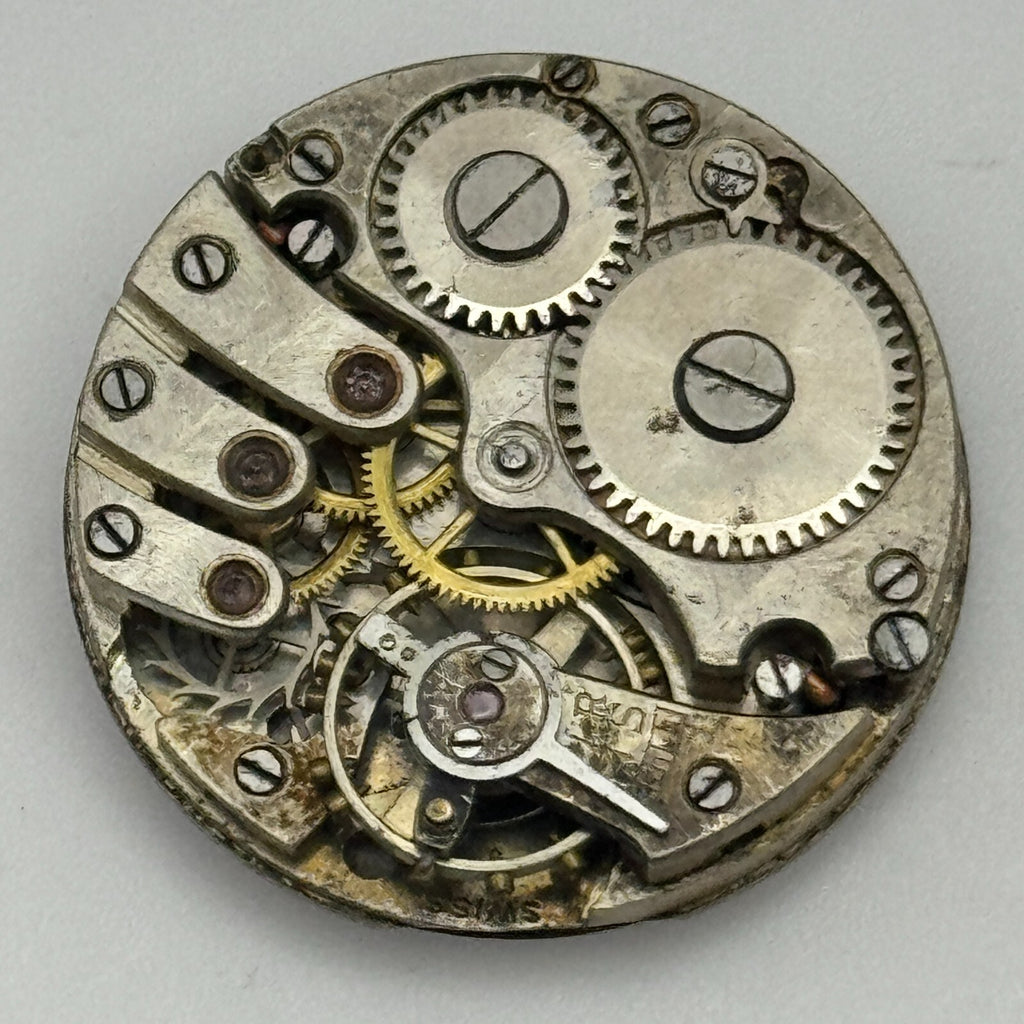 Unidentified Watch Movement Bullseye Dial Manual Wind 23.7mm Parts Repair