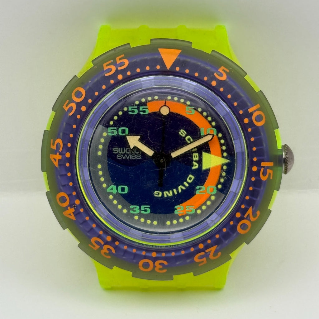 Vintage Swatch Scuba 200 Watch SDJ100 Coming Tide 1992 ETA Quartz 40mm Parts 