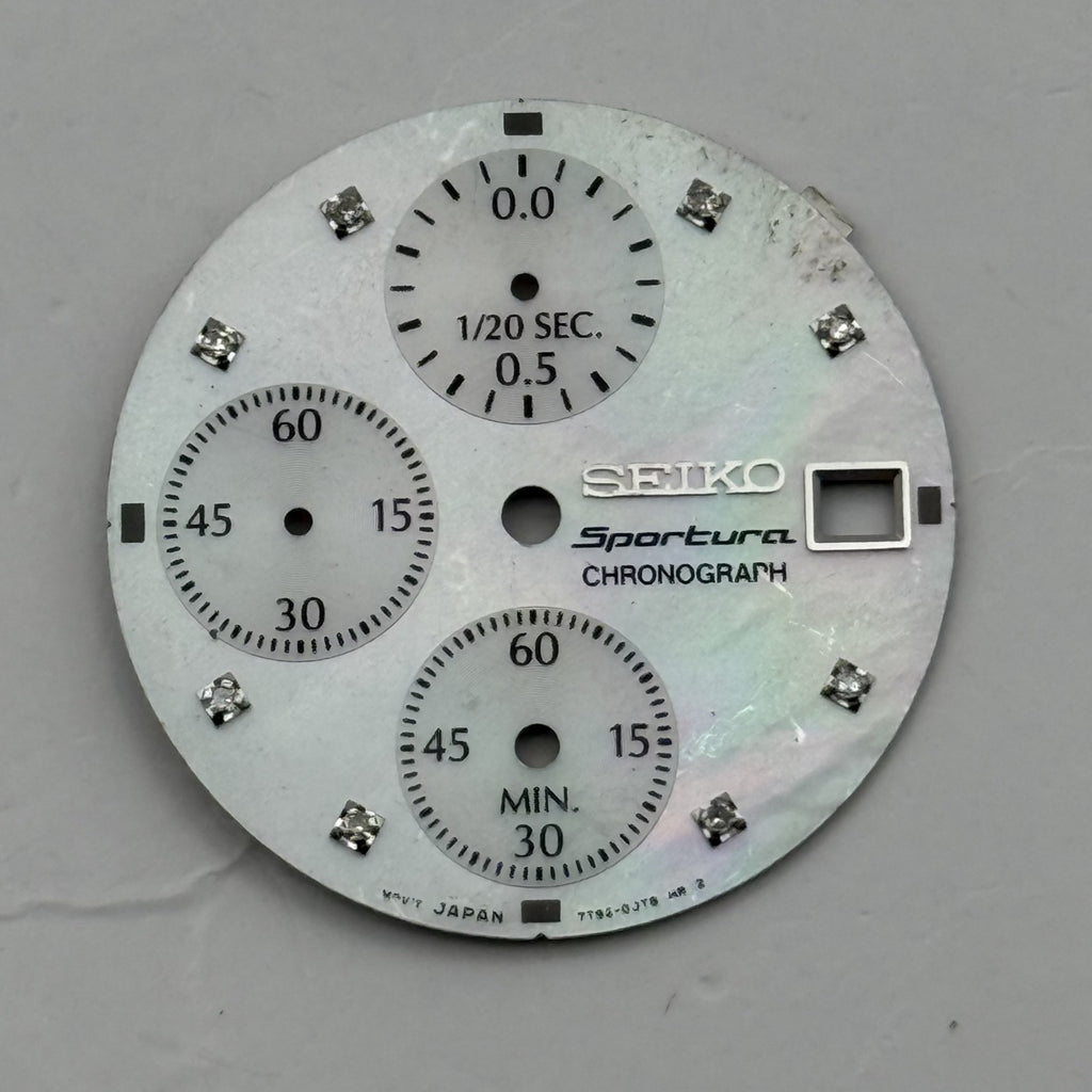 Seiko 7T92-0JT8 Watch Dial Sportura Chronograph MOP Spare Parts Repair 26.5mm