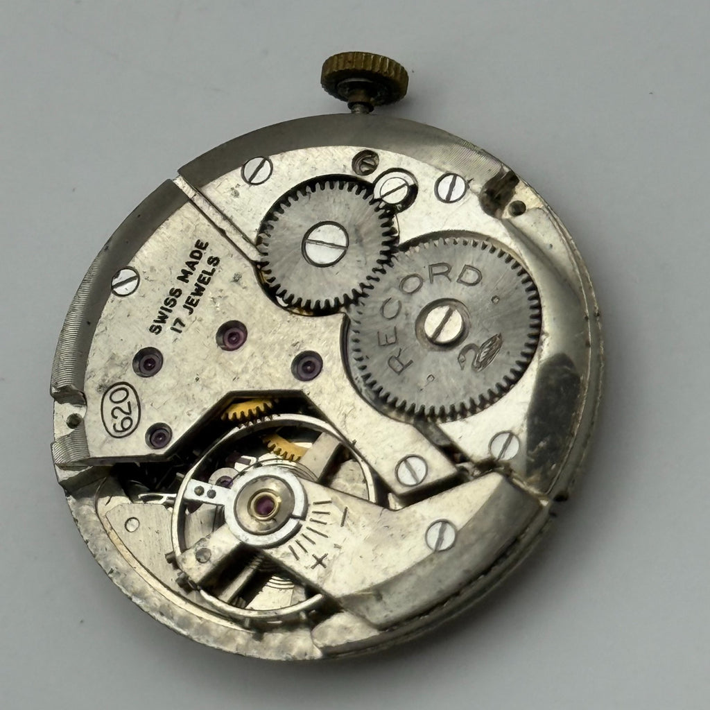 Record 620 Watch Movement - Running - For Parts / Repair - 26.5mm
