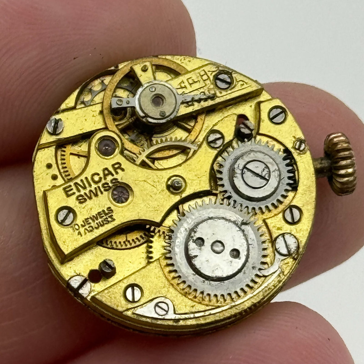 Enicar Trench Watch Movement - Rare Antique - For Parts / Repair - 23.6mm