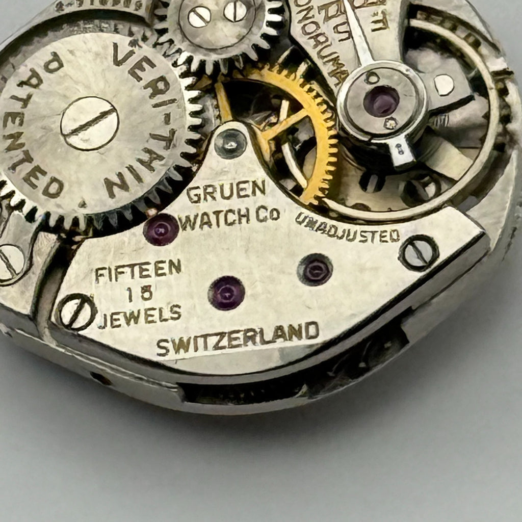Gruen 211 Watch Movement Veri-Thin 15 Jewels Switzerland Manual Parts 15.3mm
