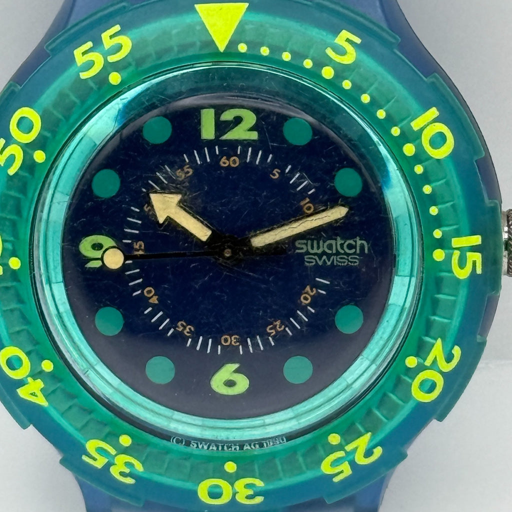 Vintage Swatch Scuba 200 Watch SDN100 Blue Moon 1990 ETA Quartz Swiss 40mm Parts