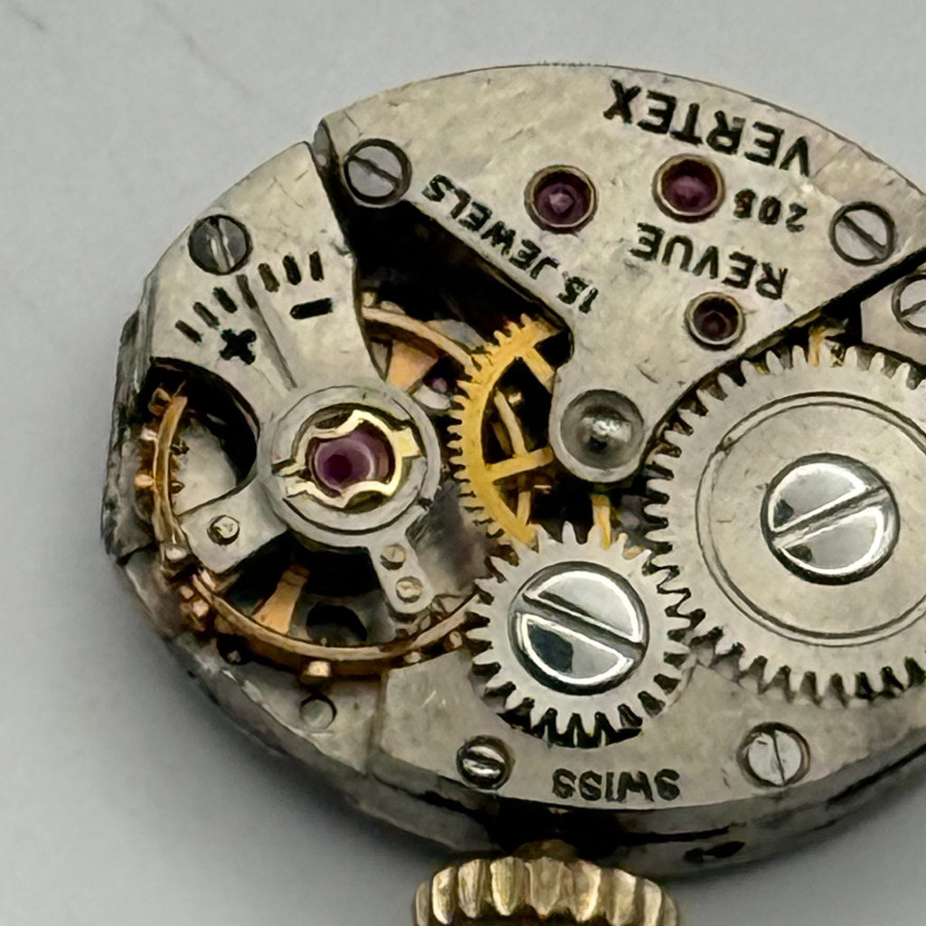 Vertex Revue 205 Watch Movement - Ladies 15 Jewels 15.4m - For Parts / Repair