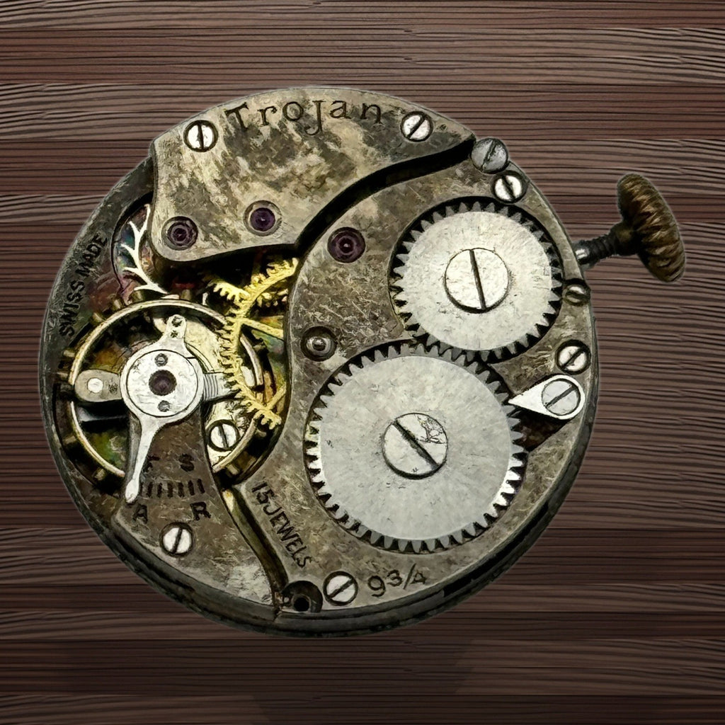 Trojan 9 3/4 Watch Movement - 15 Jewels Spares - For Parts / Repair - 22mm
