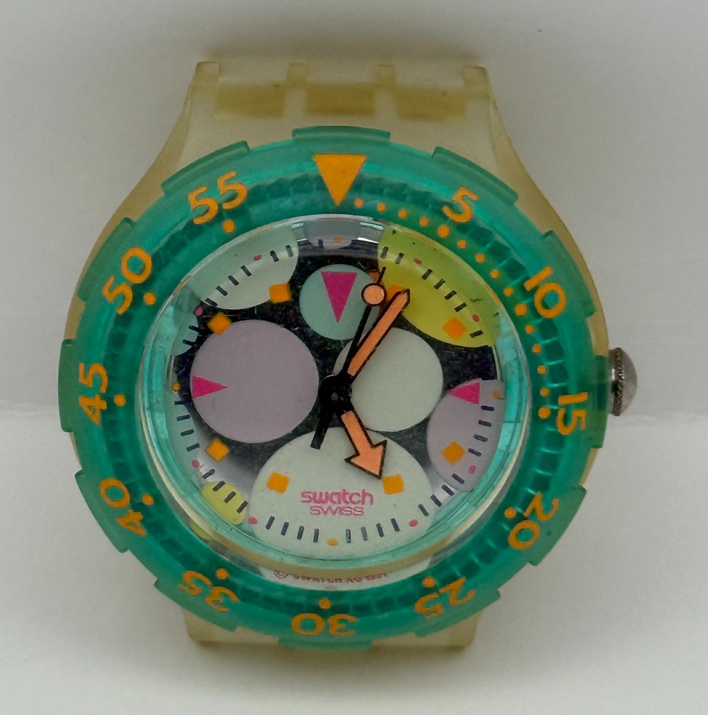 Vintage Swatch Scuba 200 Watch SDK105 Sea Grapes 1992 ETA Quartz 40mm Parts
