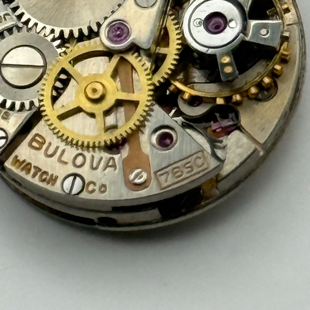 Bulova 7BSC Watch Movement Red Sweep Seconds Hand 17J Swiss Parts Repair 17.1mm
