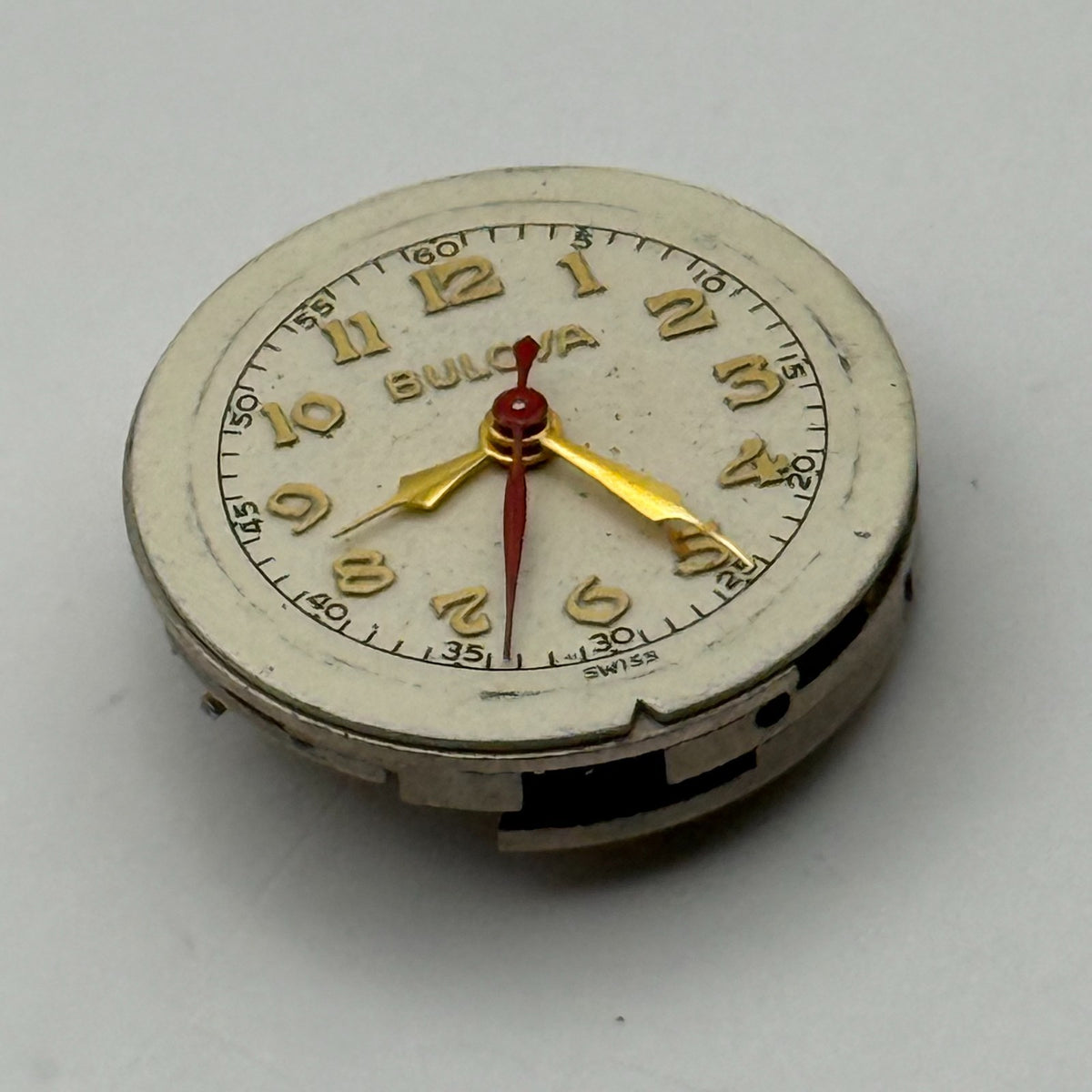 Bulova 7BSC Watch Movement Red Sweep Seconds Hand 17J Swiss Parts Repair 17.1mm