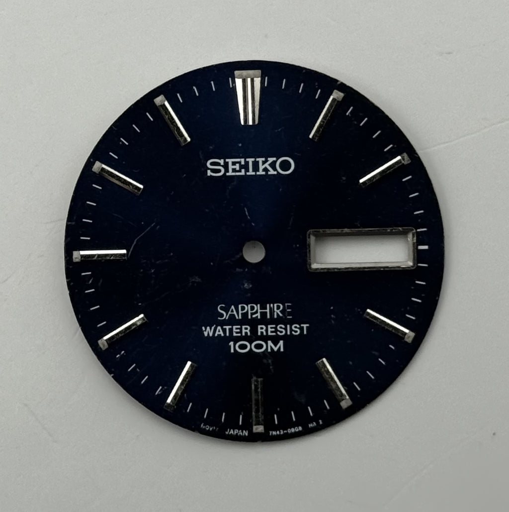 Seiko 7N43-08G8 Watch Dial Sapphire 100M Black Japan Spare Parts Repair 28.4mm