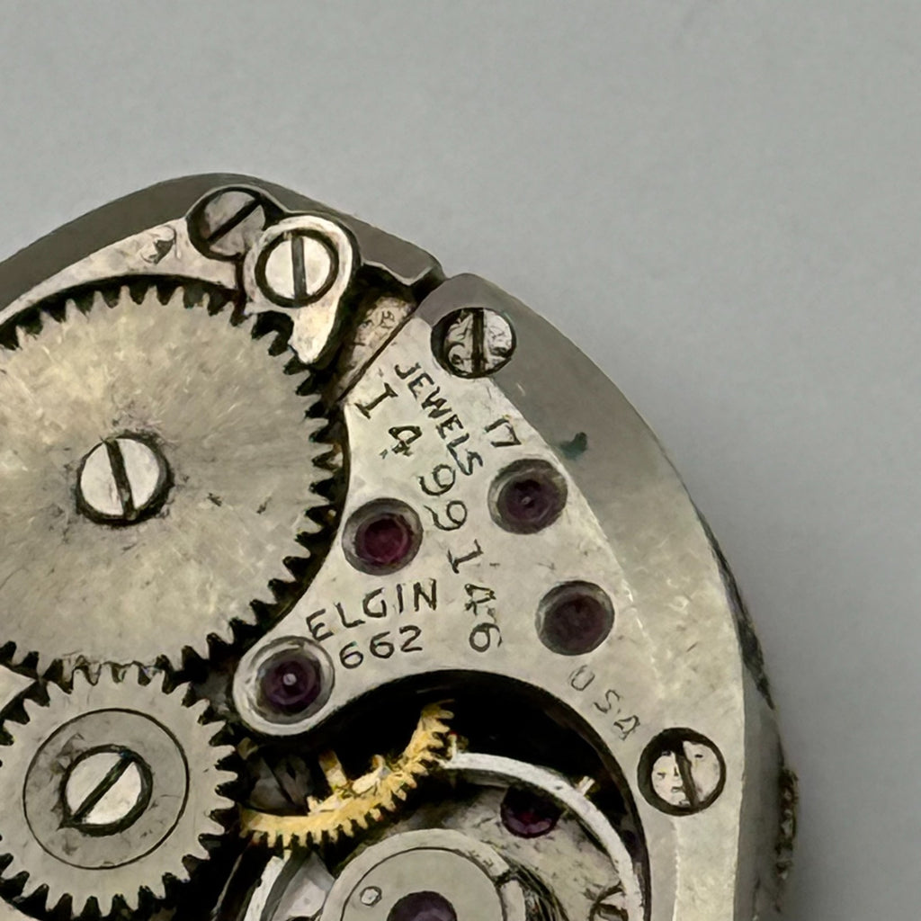 Elgin 662 Watch Movement 17 Jewels U.S.A. Manual Wind Parts Repair 14.2mm
