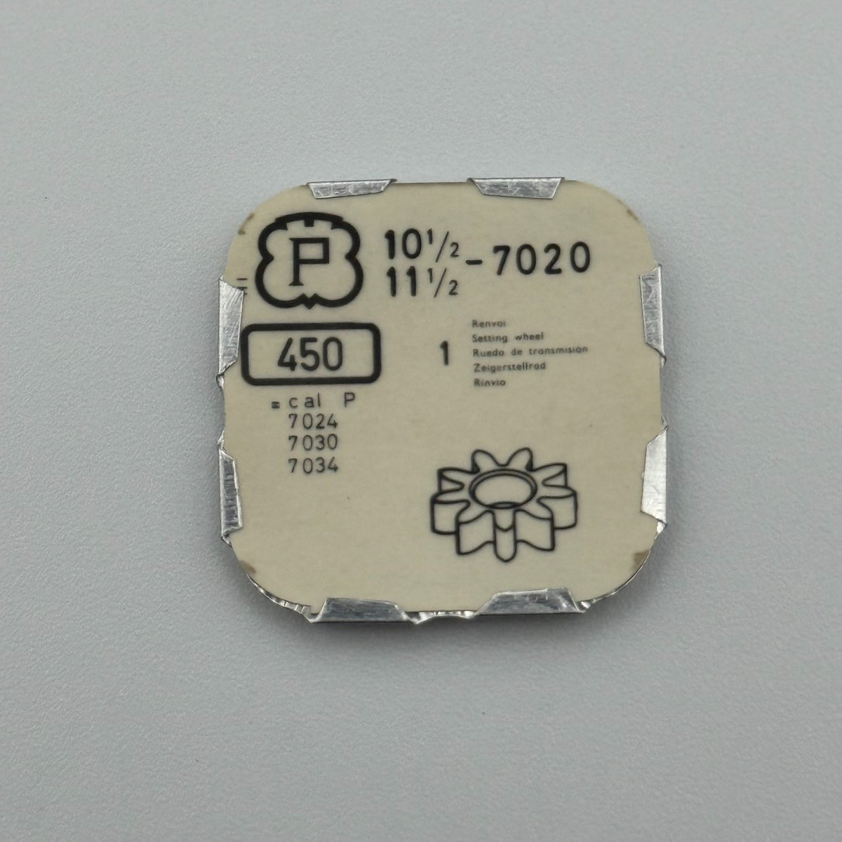 Peseux 7020 Setting Wheel - 10 1/2-11 1/2 - 450 - New Old Stock - Watch Parts