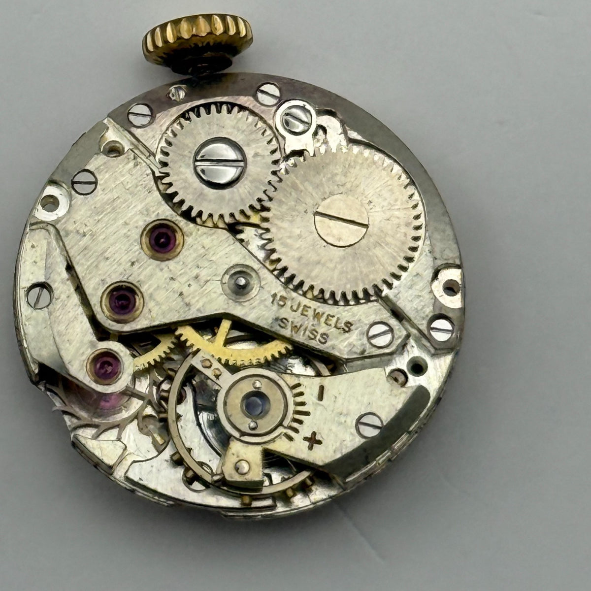 Technos Watch Movement 15 Jewels Swiss Manual Wind Vintage Parts Repair 19.6mm