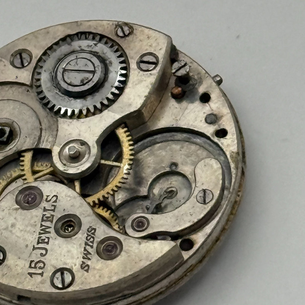 Red 12 Watch Movement - 15 Jewels - For Parts / Repair - 23.3mm