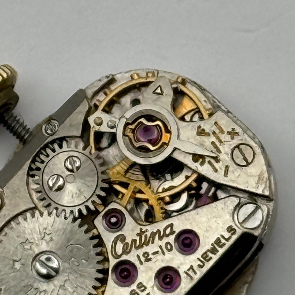 Certina 12-10 Watch Movement Running 17 Jewels Swiss Manual Wind Parts 12.1mm