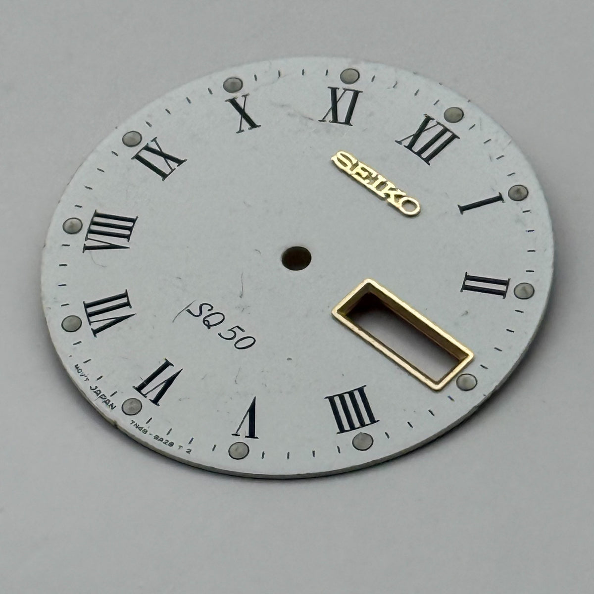 Seiko 7N4B-8A28 Watch Dial SQ 50 White Japan Vintage Spare Parts Repair 28.4mm