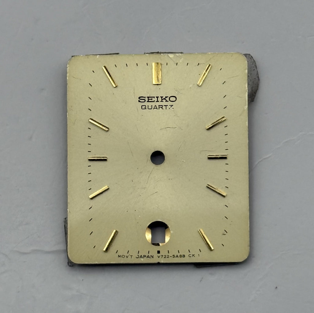 Seiko V722-5A88 Watch Dial Gold Tone Quartz Vintage Spare Parts Repair 21.2mm