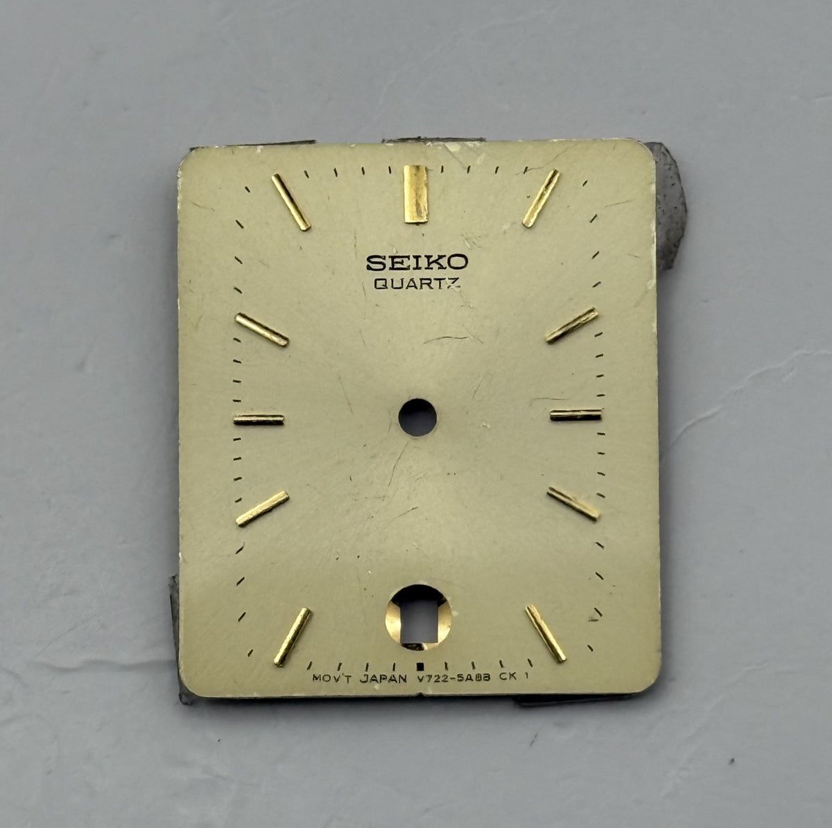 Seiko V722-5A88 Watch Dial Gold Tone Quartz Vintage Spare Parts Repair 21.2mm