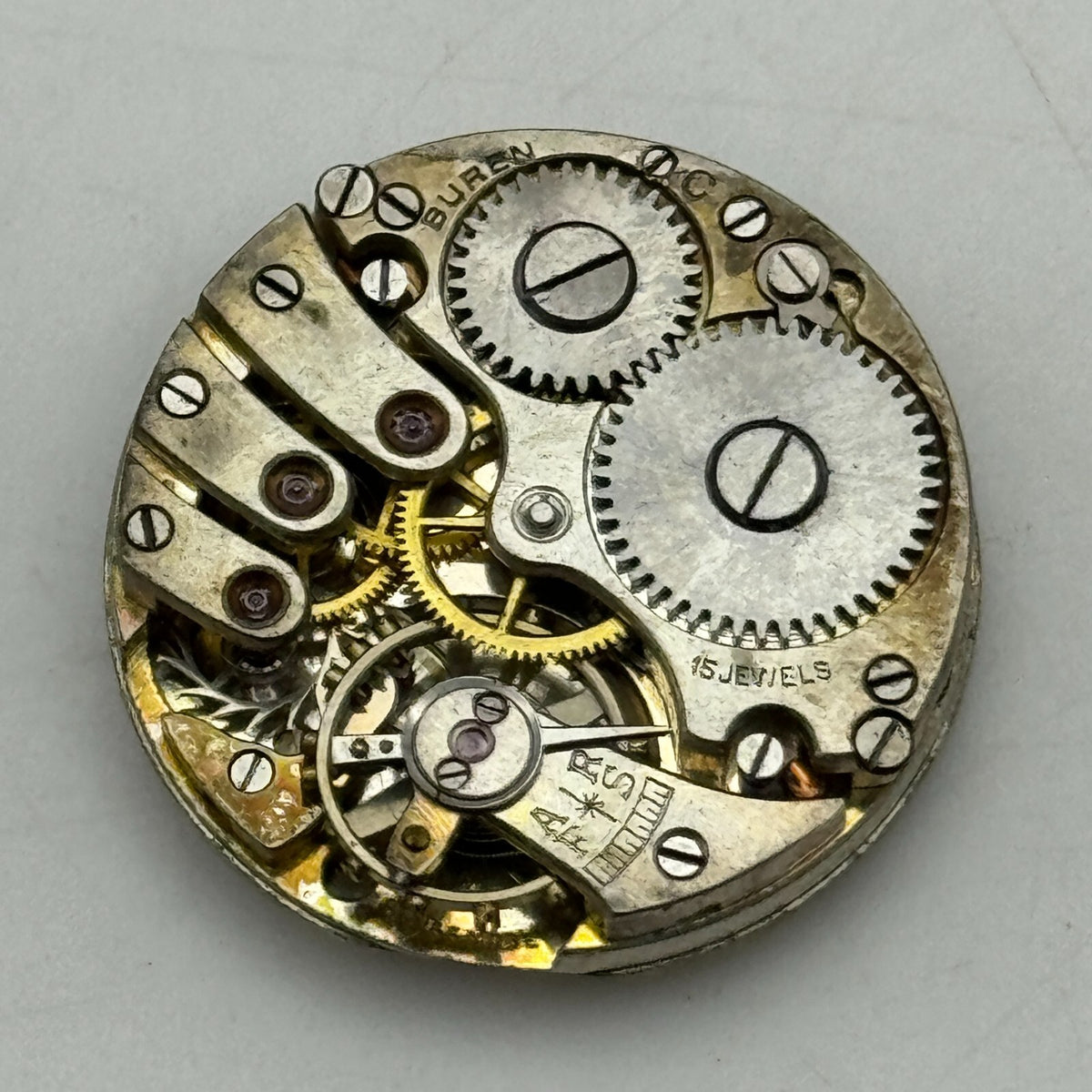 Buren C 15 Watch Movement Jewels Balance Intact Manual Wind  Swiss Parts 23.6mm