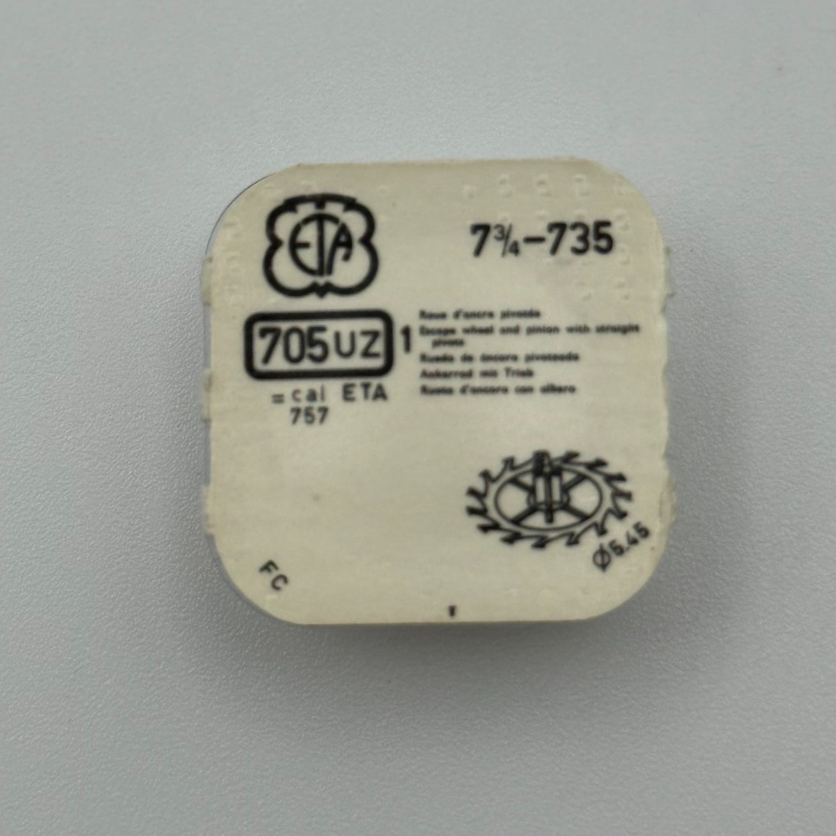ETA 735 Escape Wheel & Pinion - 7 3/4 - 705 - New Old Stock - Watch Parts