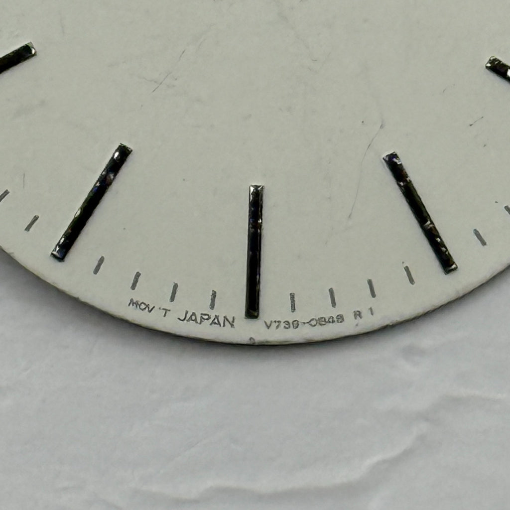 Seiko V739-0B48 Watch Dial White Japan Vintage Spare Parts Repair 28mm