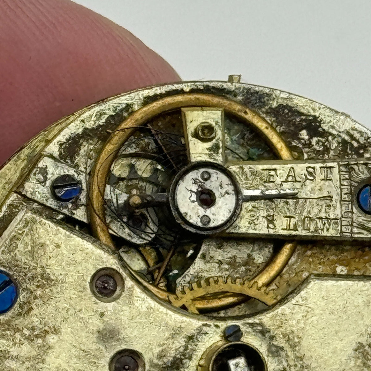 Antique Key Wound Pocket Watch Movement Dial Parts Repair Spares 38.6mm