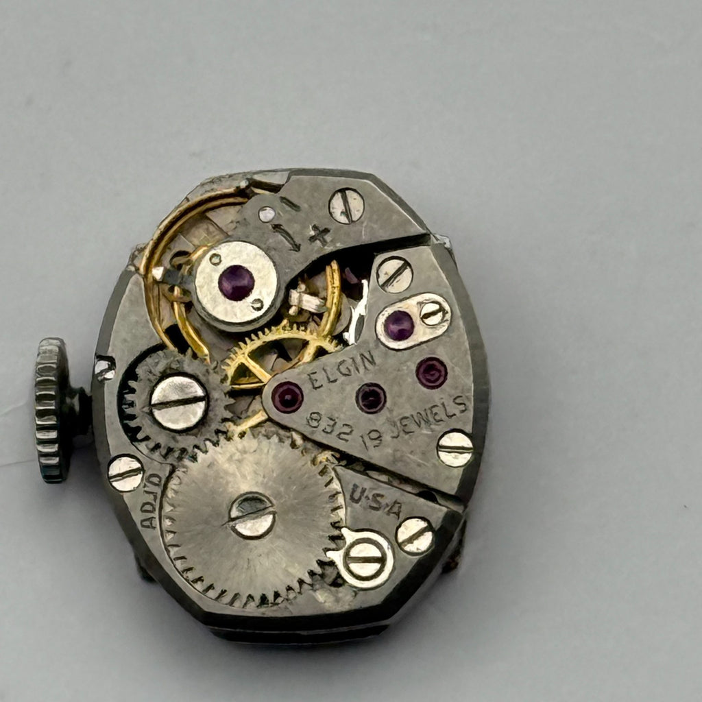 Elgin 832 Watch Movement 19 Jewels American Manual Wind Parts Repair 12.4mm