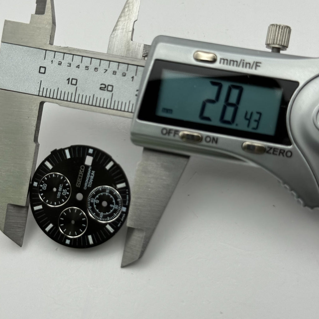 Seiko 7T82-0SN8 Watch Dial Chronograph Titanium Black Spare Parts Repair 28.4mm