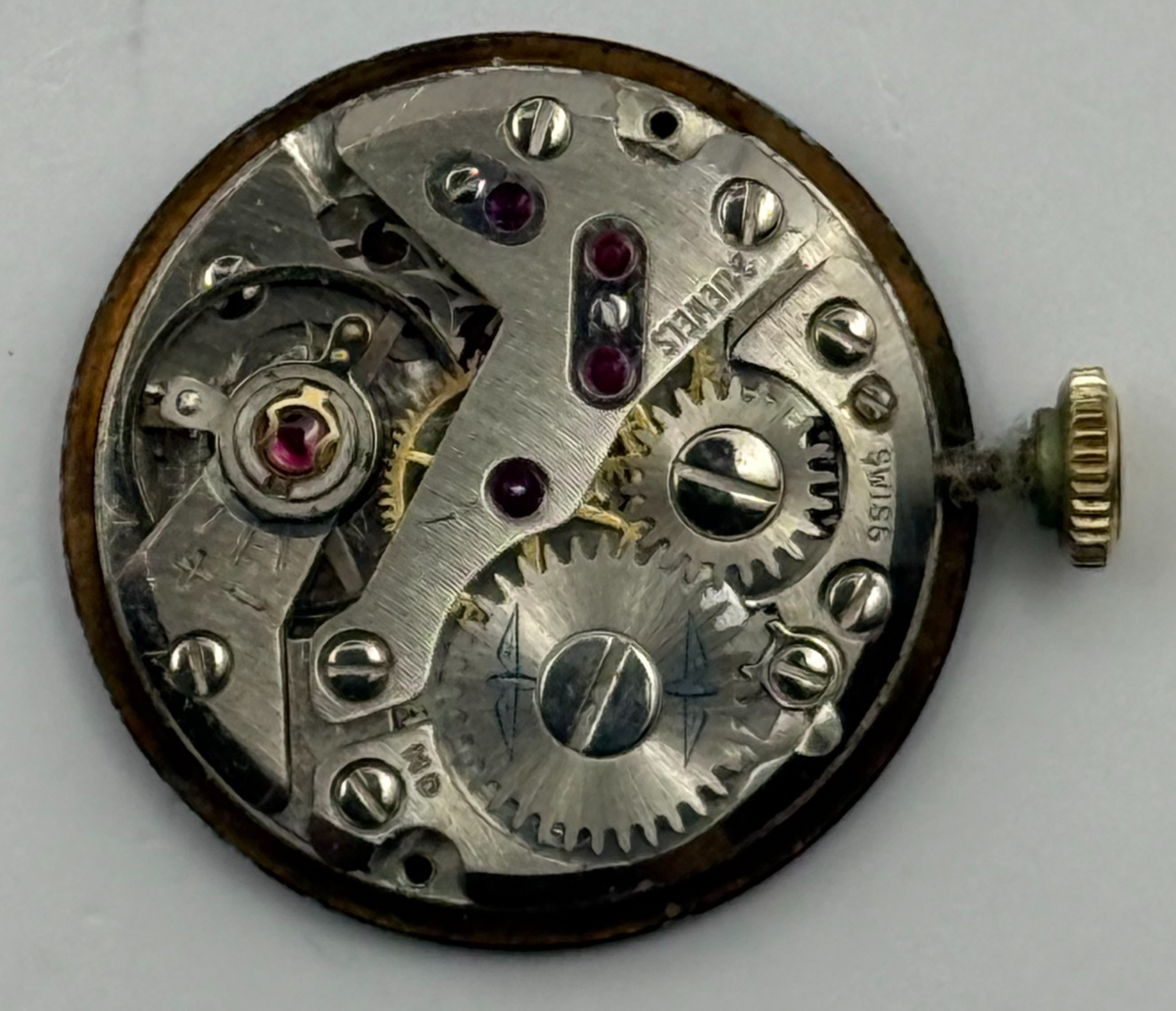 FHF 34-21 Watch Movement - Rotary Blue Dial Ladies 17.2m - For Parts / Repair