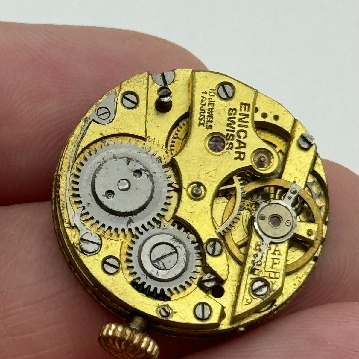 Enicar Trench Watch Movement - Rare Antique - For Parts / Repair - 23.6mm