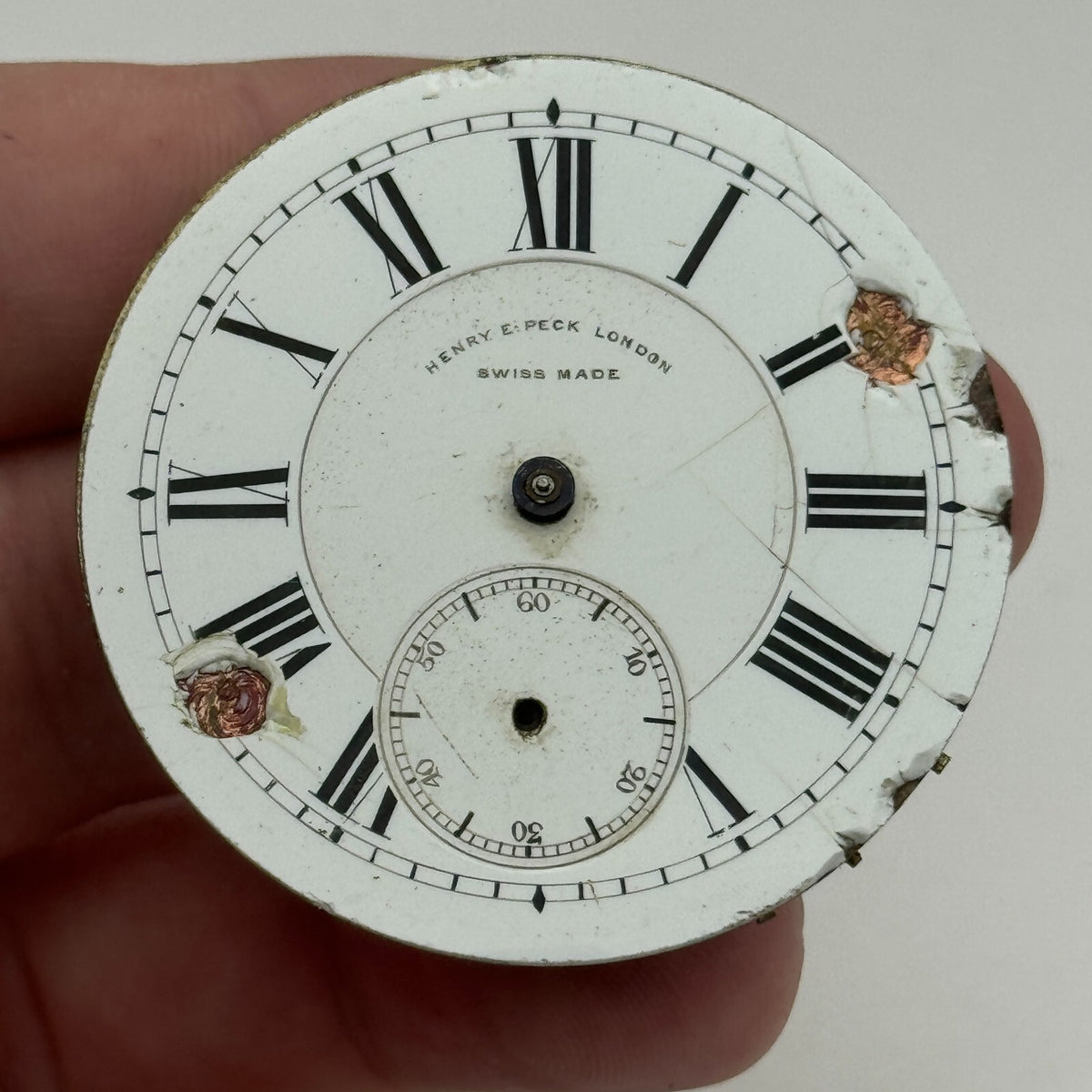 Antique Pocket Watch Movement Henry E Peck Patent 2622 Safety Pinion Part 45.1mm