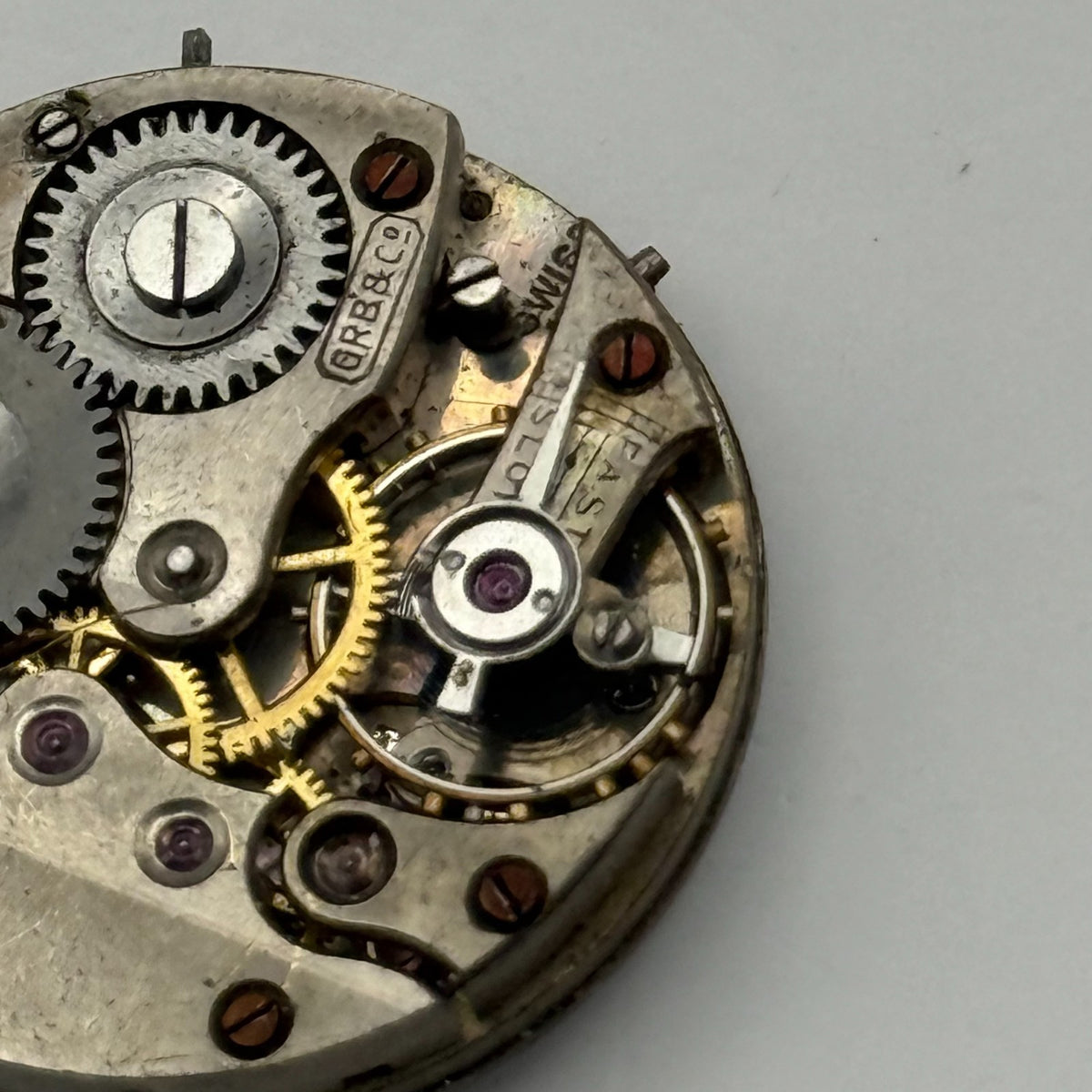 GRB & Co Trench Watch Movement - Roman Numerals - For Parts / Repair - 24.8mm