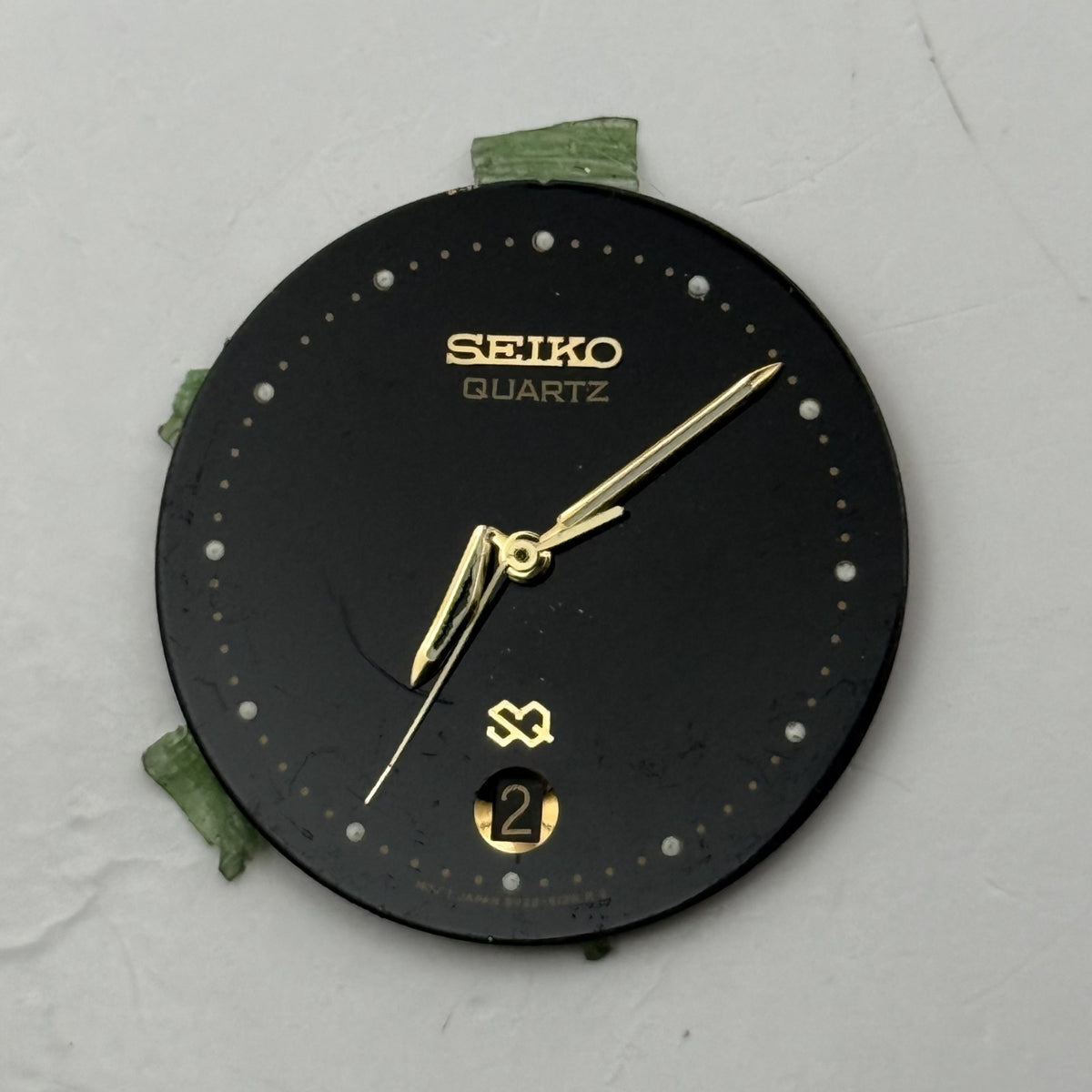 Seiko 5Y22-613W Watch Dial Quartz Black Japan Vintage Spare Parts Repair 27.4mm