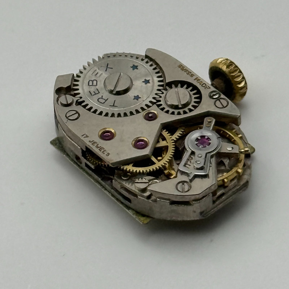 FHF 190 Watch Movement Running Trebex 17 Jewels Swiss Manual Wind Parts 12.8mm