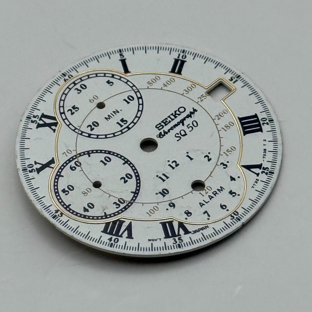 Seiko 7T32-7038 Watch Dial Chronograph Alarm SQ 50 Spare Parts Repair 27.4mm
