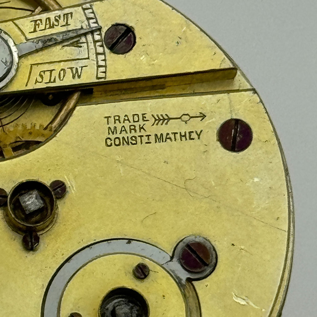 Trade Mark Consti Mathey Antique Key Wound Pocket Watch Movement Parts 40.5mm