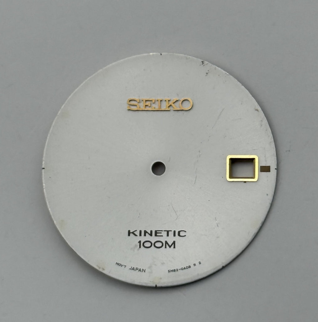 Seiko 5M82-0AD8 Watch Dial Kinetic 100M White Japan Spare Parts Repair 28.4mm