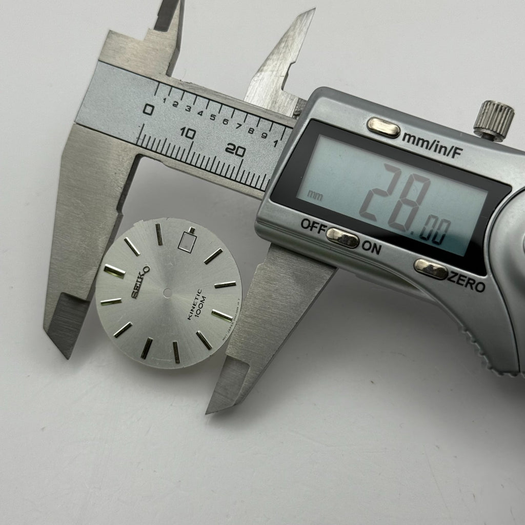 Seiko 5M62-0D68 Watch Dial Kinetic 100M Silver Japan Spare Parts Repair 28mm