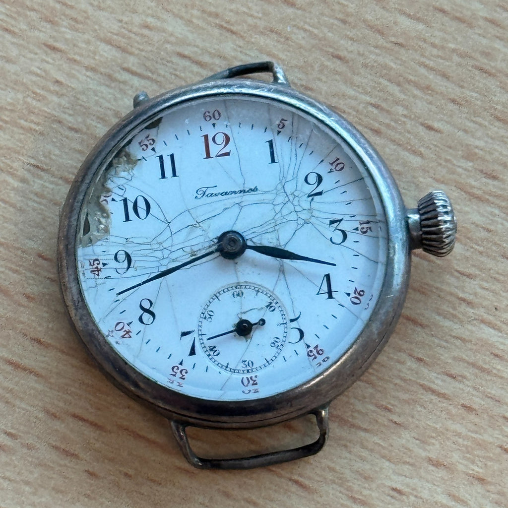 Tavannes Trench Watch - A.W.C.CO Sterling Case - To Restore / Repair - 28mm