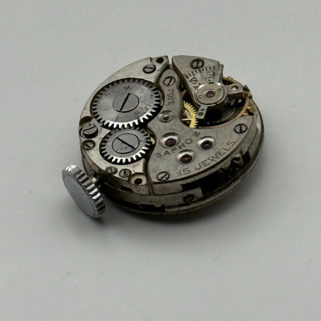 Sapho 2 Watch Movement - 15 Jewels 3 ADJ. - For Parts / Repair - 15.1mm