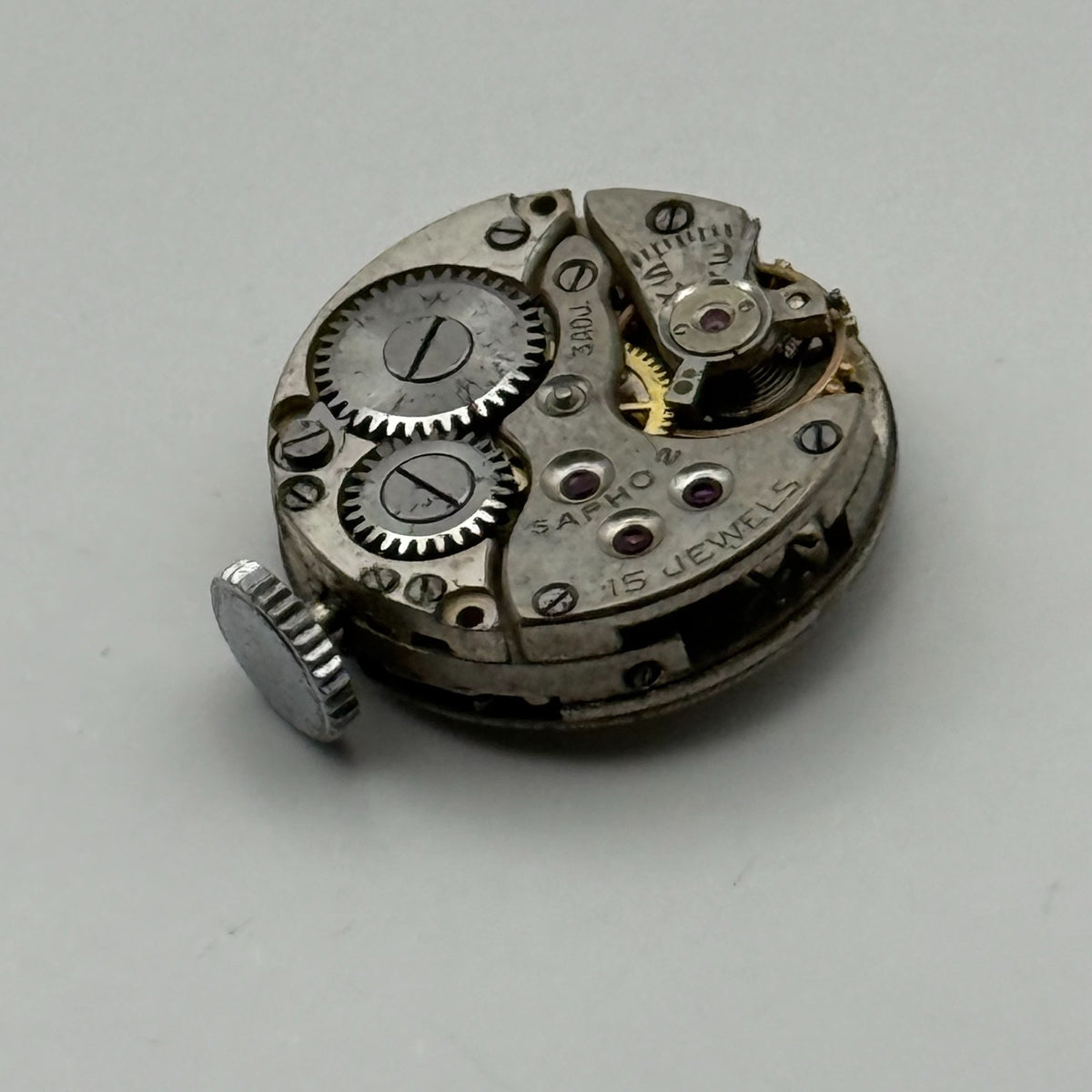 Sapho 2 Watch Movement - 15 Jewels 3 ADJ. - For Parts / Repair - 15.1mm
