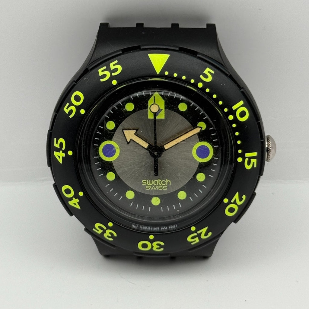 Vintage Swatch Scuba 200 Watch SDB102 Shamu Black Wave 1991 Swiss 40mm Parts