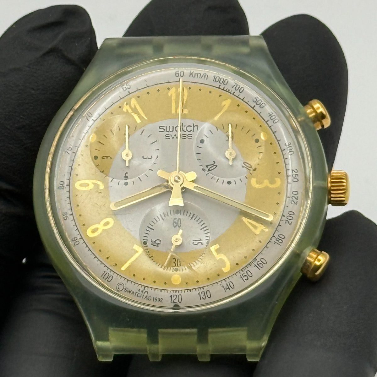 Vintage Swatch Chrono Watch SCG100 Golden Globe 1992 ETA Quartz Swiss 40mm Parts