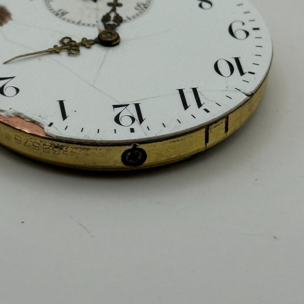 Zenith Pocket Watch Movement Open Face Patent 30751 October 18 1904 Parts 40.9mm